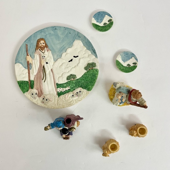 White Religious Tea Set Collection 7 Piece Set - Picture 2 of 15